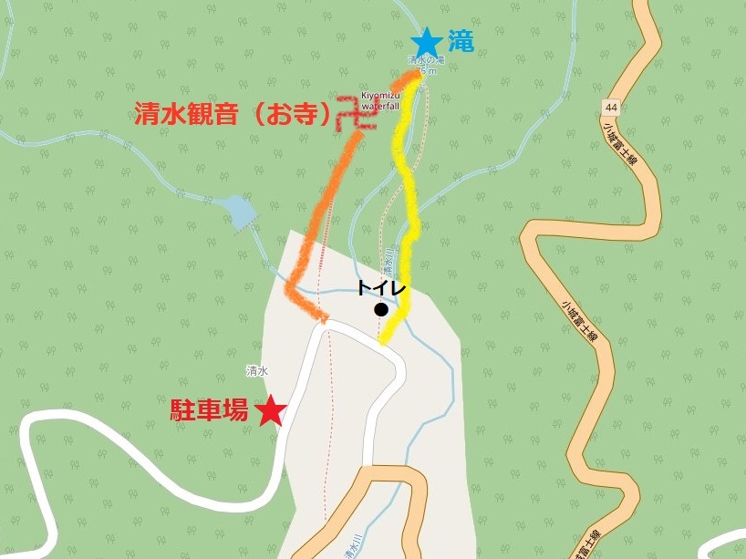 佐賀県小城市 清水の滝へのルート