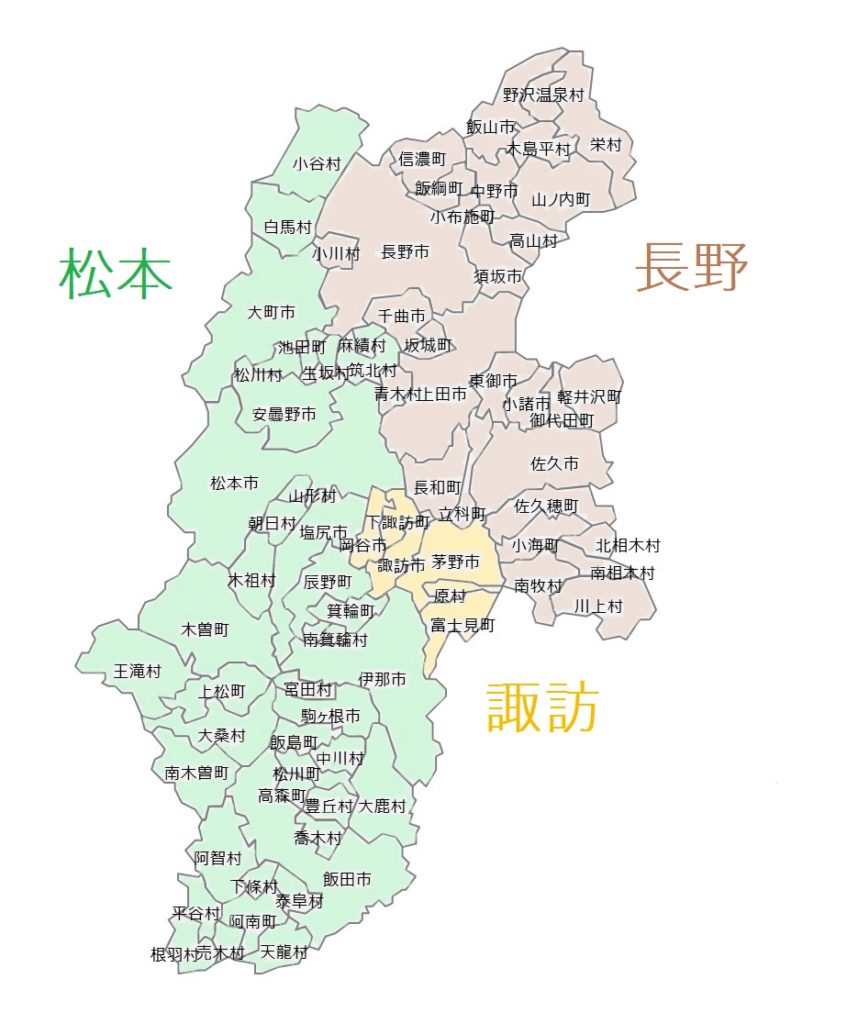 長野県のナンバープレート地域区分2020