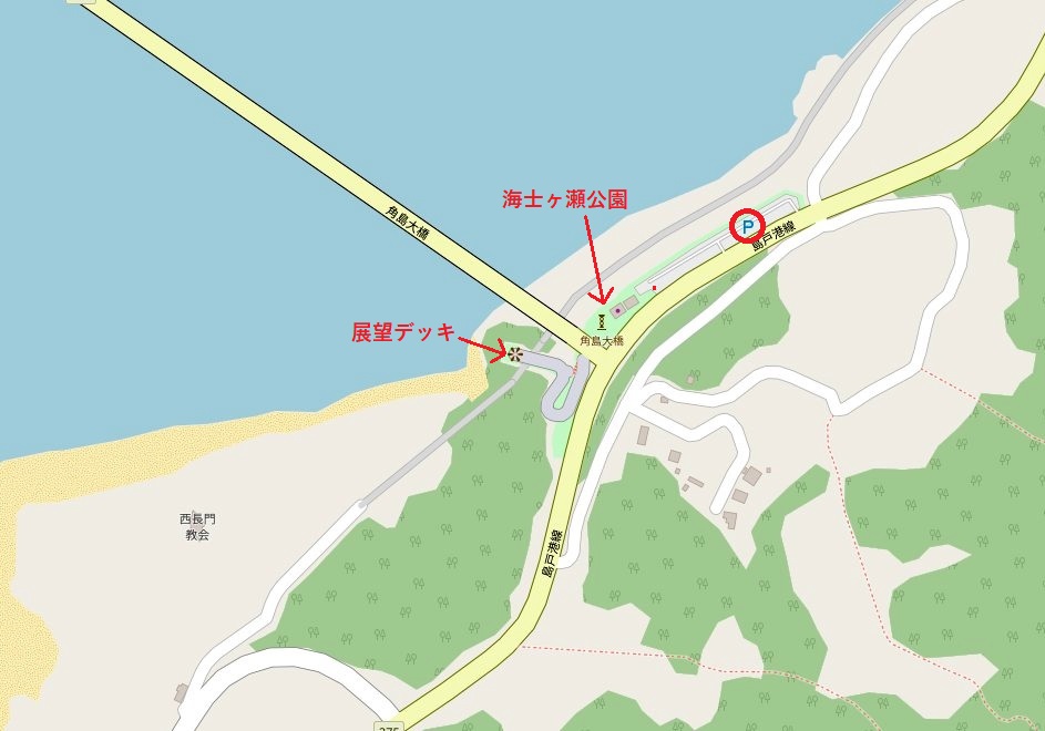 角島大橋・海士ヶ瀬公園付近のマップ