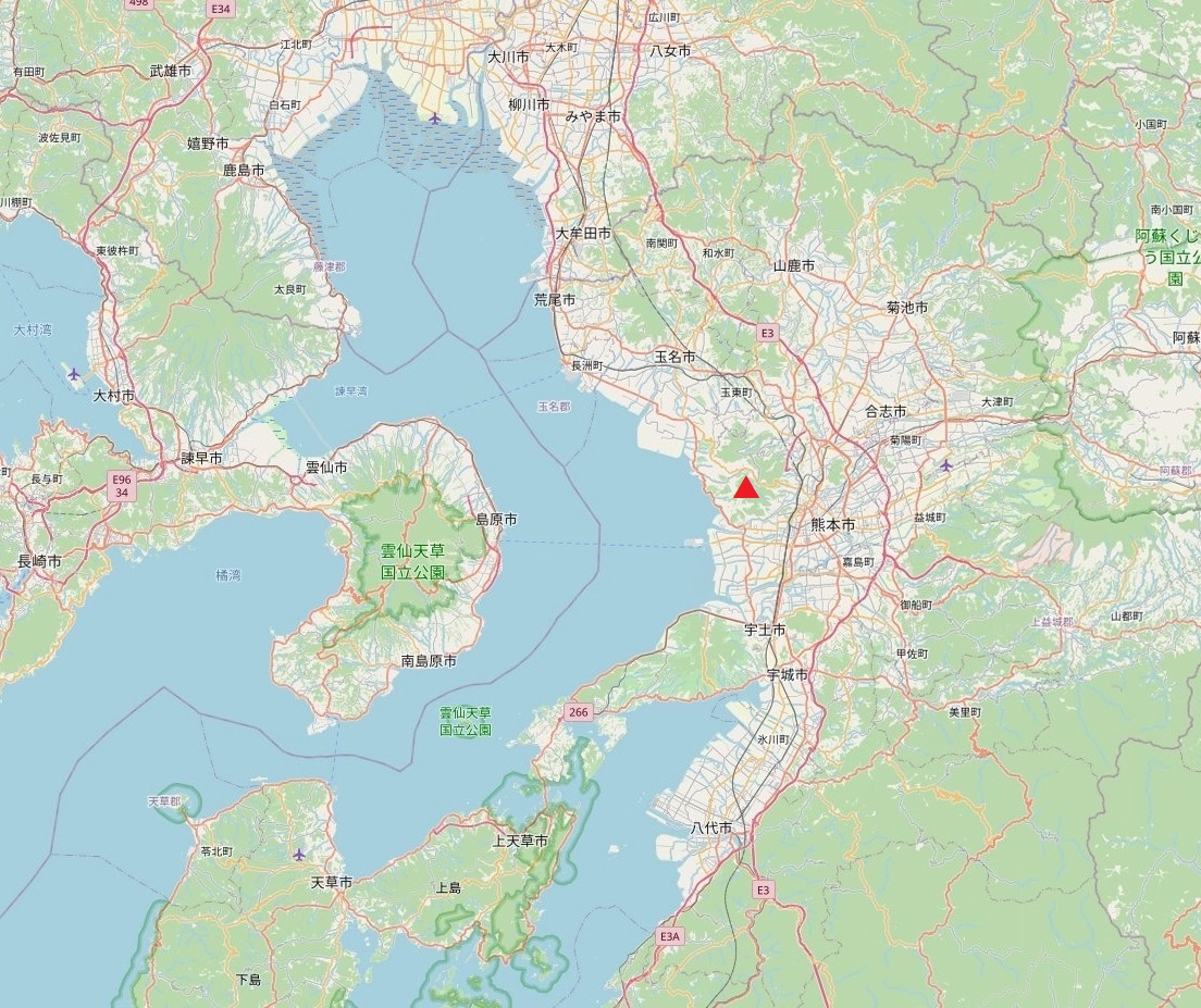 熊本・金峰山の位置(広域図)