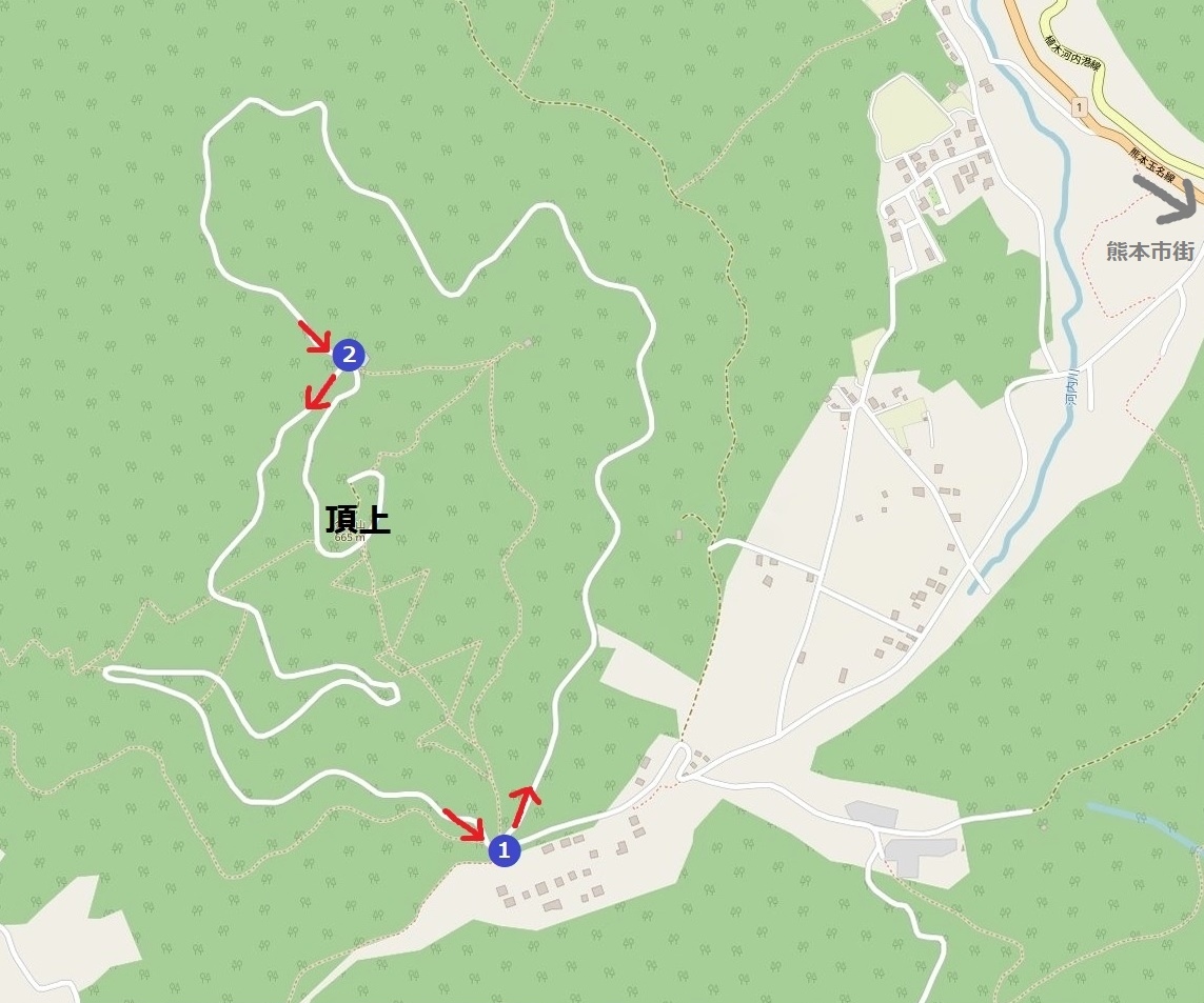 熊本・金峰山の周遊道路図解